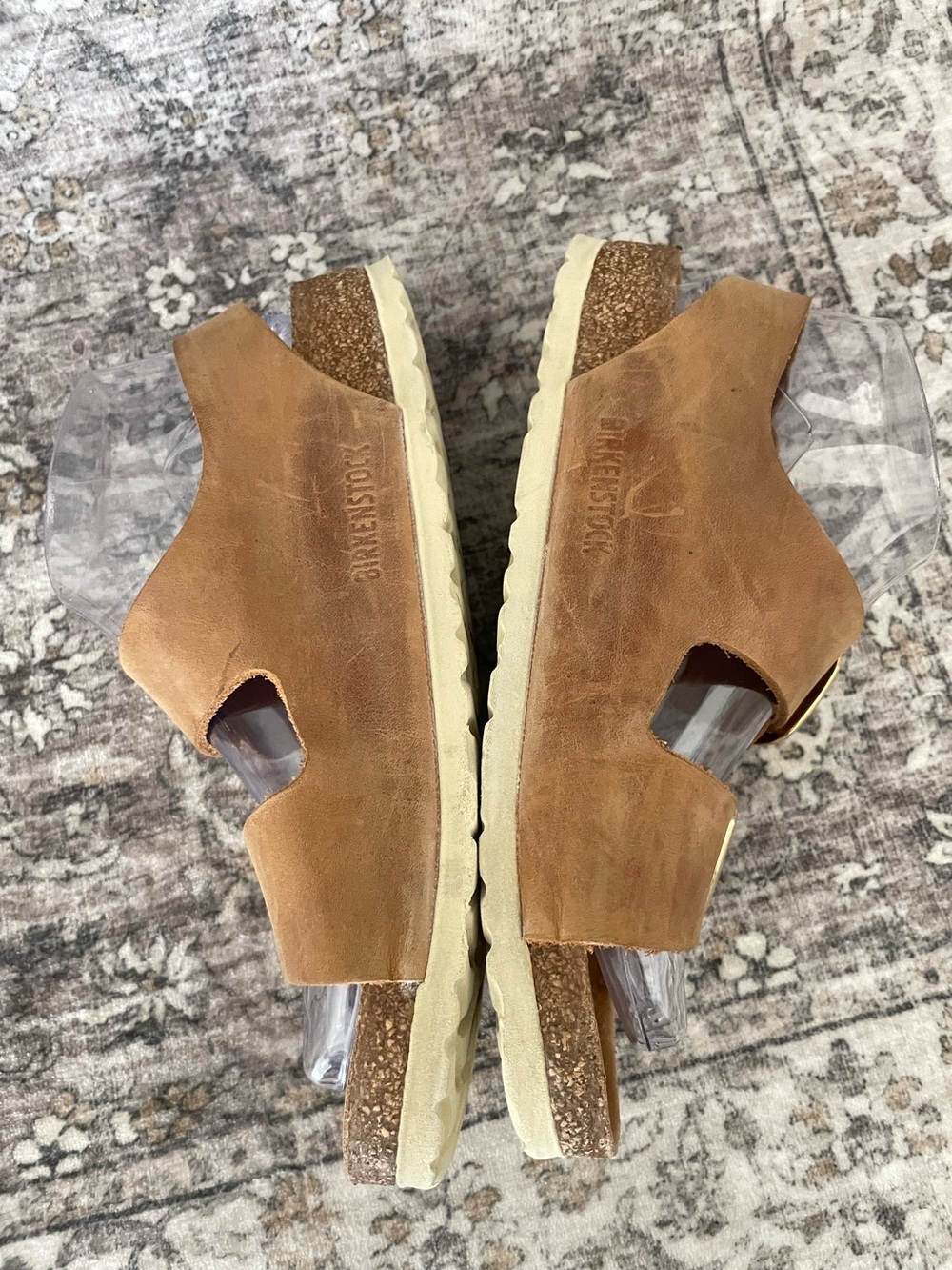 Birkenstock Big Buckle Milano Cognac Brown Oiled Leather Size 38 Gold Buckles - Picture 6 of 12